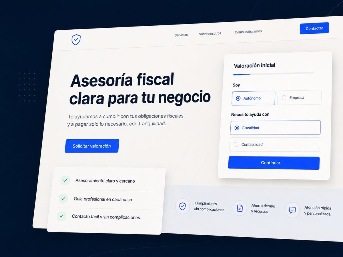 Mockup de Web de captación para asesoría fiscal